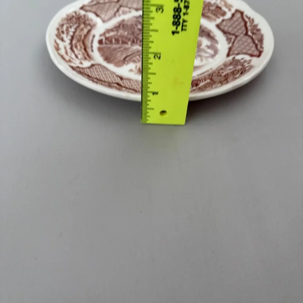 Alfred Meakin Fair Winds Brown‎ Transferware Bread Plate USS Constitution 6.25in